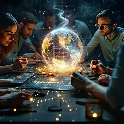 At the heart of the scene lies a radiant sphere pulsing with light and labeled Essence or Focus symbolizing the core of creativity and inspiration Wisps of extraneous thoughts and distractions gracefully drift away from this luminous center creating-1