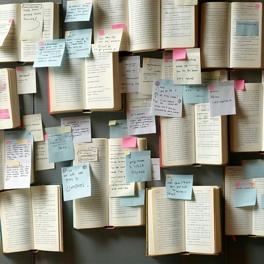 Envision a dynamic feedback loop where open books adorned with notes and annotations serve as a foundation for collecting insights Feedback cards filled with user comments and suggestions are strategically placed around these books creating a vibrant